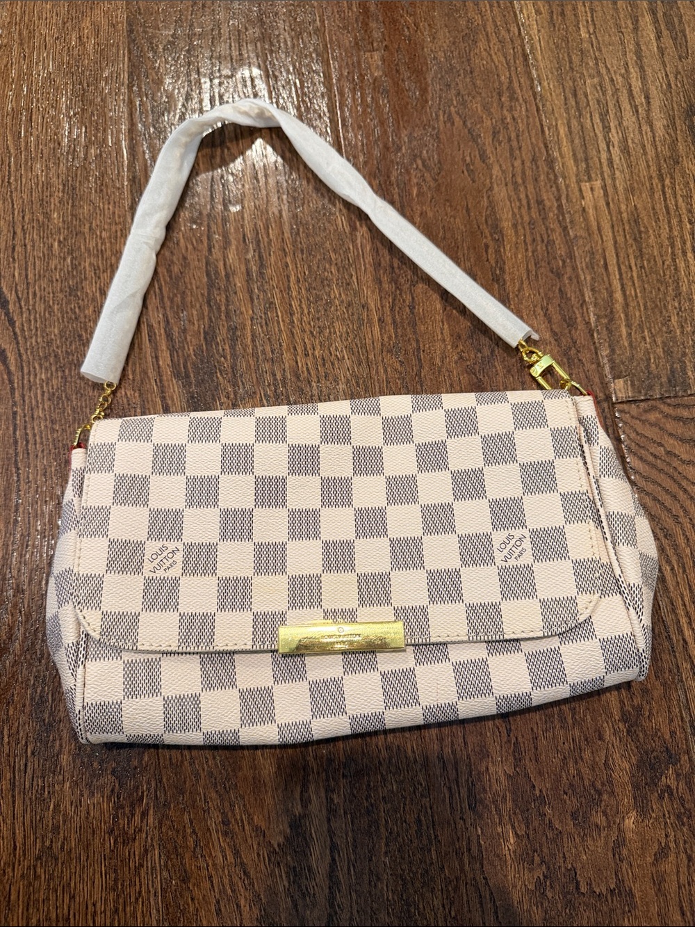 White and Blue Checkered Shoulder Bag